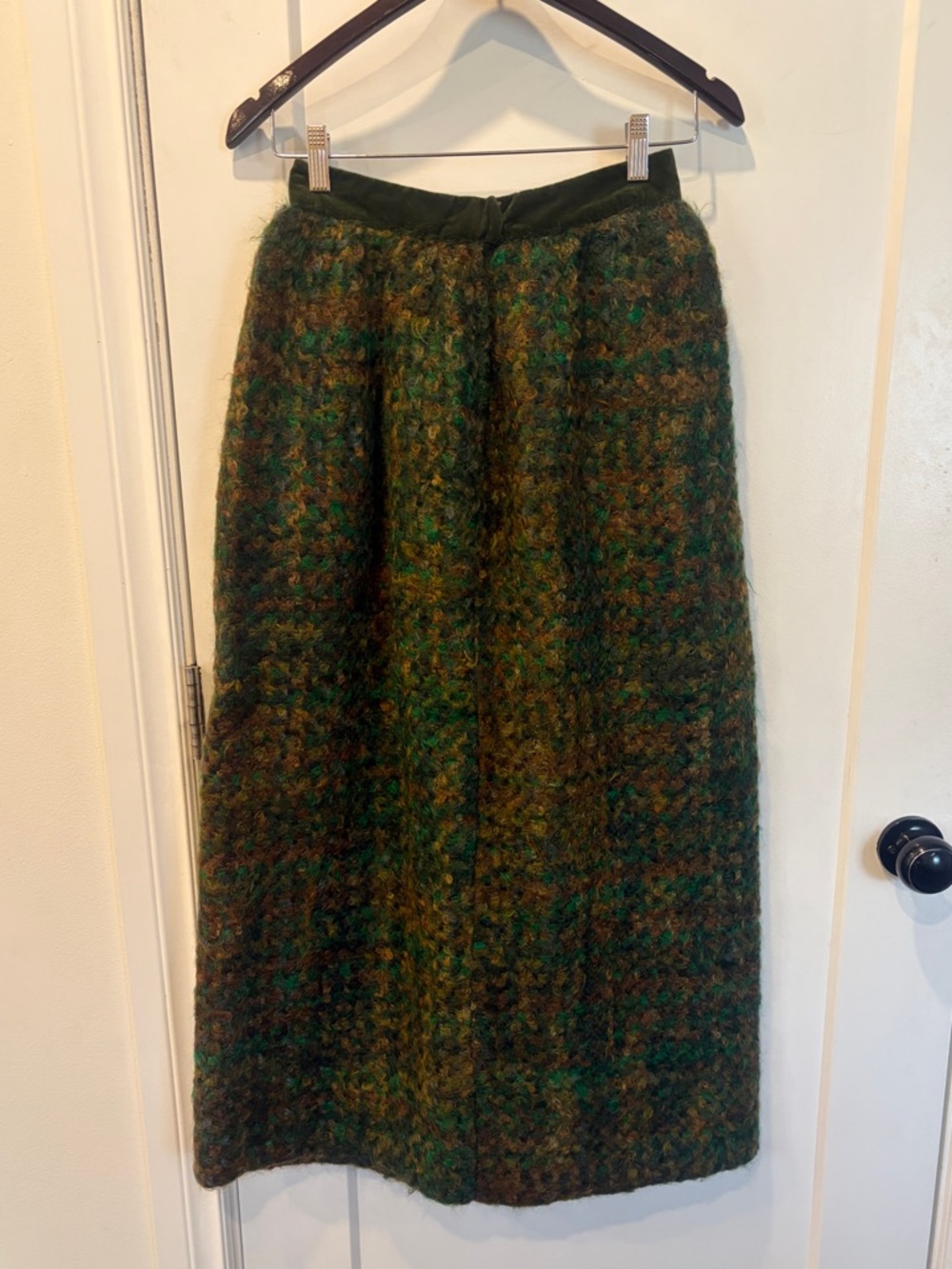 Vintage union made 1960s Green Multi-Tone Wool Blend Skirt - Picture 5 of 15